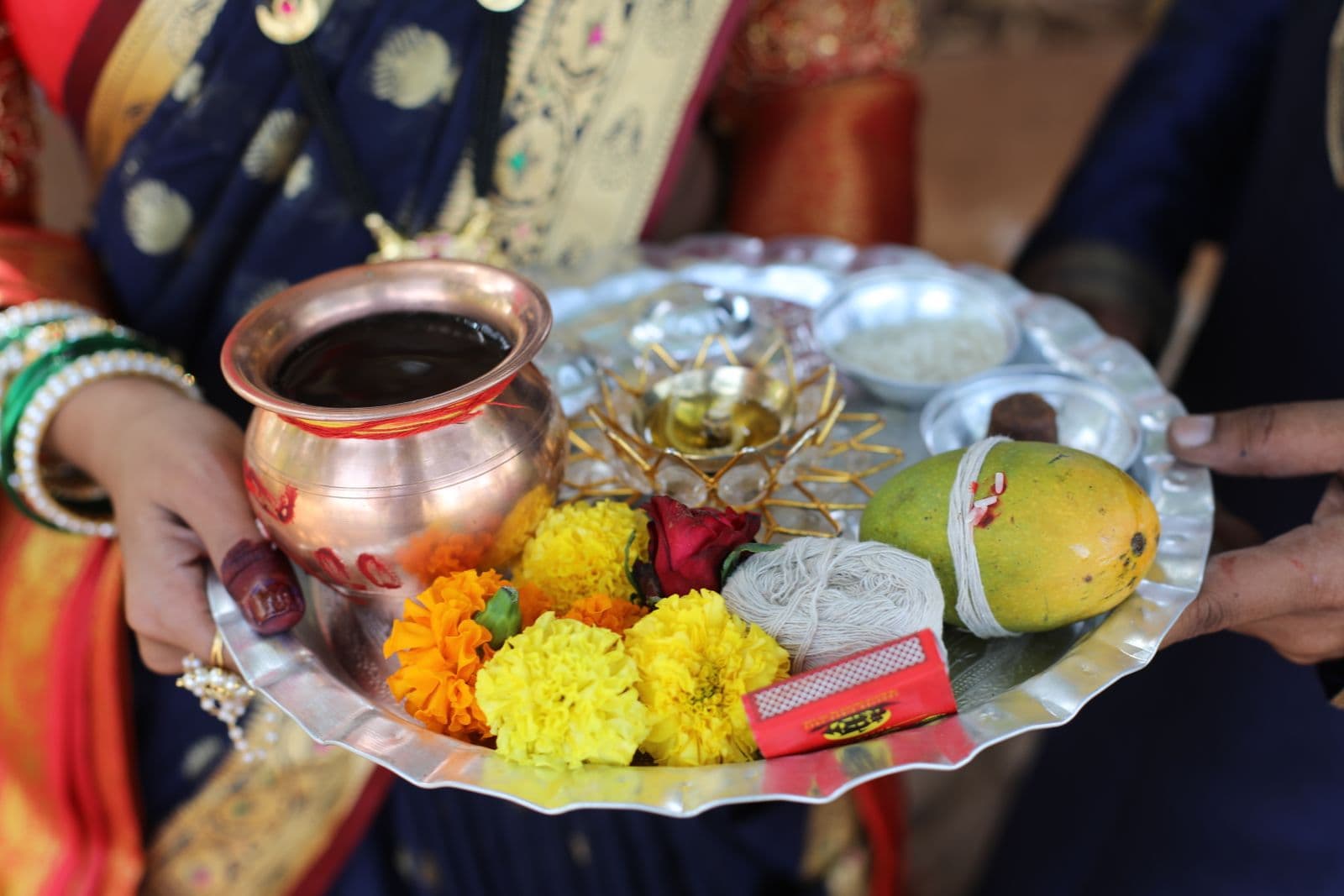 Puja thali for a griha pravesh invitation online housewarming in India