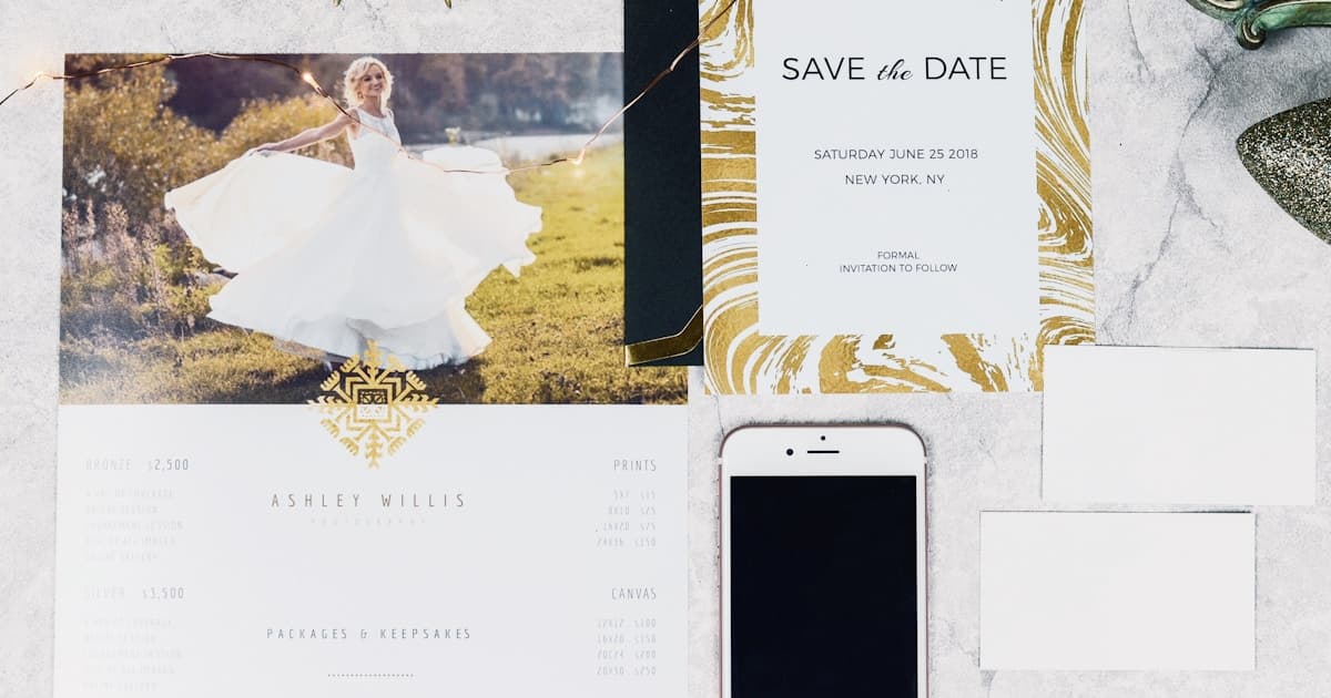 Best free online wedding invitations with RSVP displayed on wedding stationery and phone