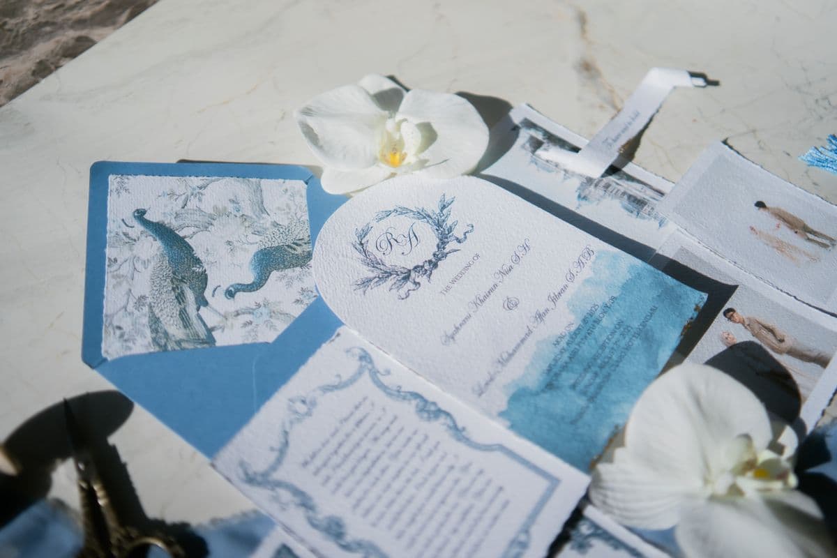 Elegant Indian wedding invitation card design with peacock motif — online shaadi card maker template
